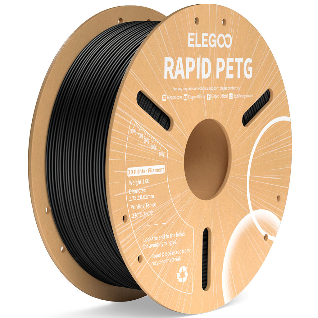 Elegoo - Rapid PETG - Noir (Black) - 1,75 mm - 1 kg Elegoo Rapid PETG noir 1,75 mm bobine 1 kg